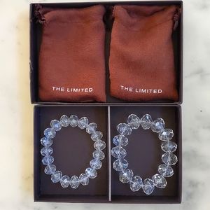 NWT. The Limited Crystal Clear Beads Stretchable Bracelets, Gift Set of 2 pcs.